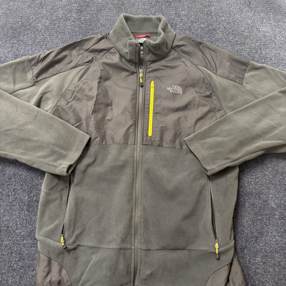 The North Face Jacket Mens Large Gray Fleece Full Zip Chest Pocket Hiking